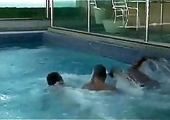 Pool gay threesome