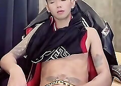 HORNY ASIAN INKED BOY TEASING, NIPPLE PLAY, MASTURBATING FOR HIS VIEWERS