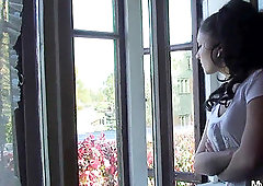 romping elderly mummy in law outside