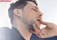 Divine redhead inked TS babe smashed at museum by guard