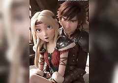 Astrid Hofferson and Hiccup filming their 1st sex movie scene How to educate your Dragon CG toon animation