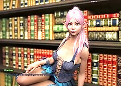 Curvy redhead with big boobs in an adult visual novel experience