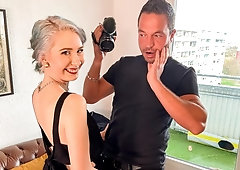 Grey-haired hottie Jessii Van Riva getting fucked in public, kinda