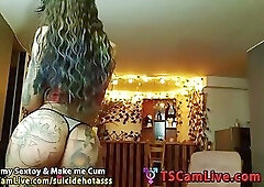 Irresistible Tattooed Big Ass Shemale Dancing on Webcam