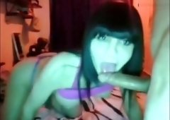 Passionate cam blowjob