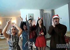 Luca, Lucia, and Alexa get naughty with Santa on Xmas Eve