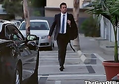 Showered officehunks analfuck after work