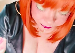 The glamorous Tina Snua dons some elbow-length leather gloves and lights up a cigarette. I'm wearing a lot of rings over the top of my gloves, &a