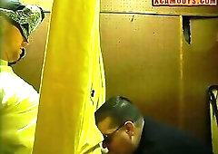 Blowing a Straight Guy through Homemade Gloryhole