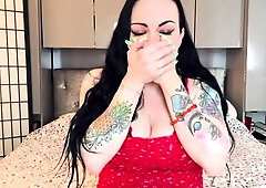 Brunette solo darling masturbating at home