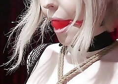 Shemale in fishnet anal fucked bondage