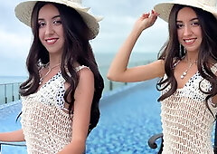 Gorgeous Spanish Blanca Wants to Try Russian White Cock on Vacation - Creampie