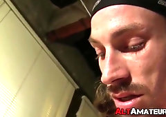 Alternate young man sucking hard cock with passion