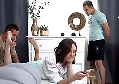 Tiny teen takes part in Male+Male+Female trio