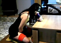 Hot Lingerie Stepmom With Big Tits Beautiful Brunette Shows How To Suck A Dildo