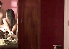 Sexy brunette hair breasty wench takes a large hard penis