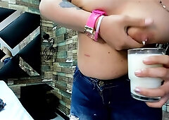 Milk In Glass MILF Fetish Video