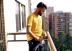 Did I get caught playing with my huge uncut dick on the balcony?