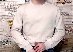 Teenager guy strokes off and drinks jism