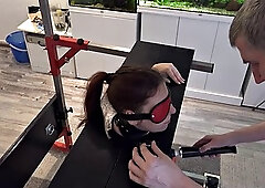 Slave Helpless in Pillory Gets Driven to Orgasm on Sybian