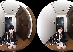 Japanese students explore VR passion in long haired POV