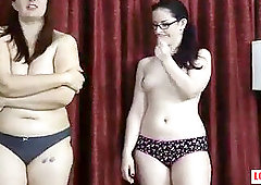 Three nerdy gals with ultra-cute milk cans play a strip memory game