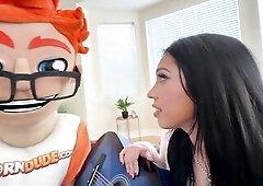 Porn Stud here! Hot roommate Raven Reverie begins strumming guitar, singing nasty tune about wanting me unfathomable inside. This babe giggles, playfu