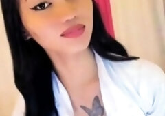 Asian teen anal cavity toyed with on top of the desk