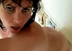 Deep throating in the shower than masturbating