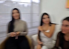 Busty Latina MILF Alejandra Palacios sucks dick in front of her friends