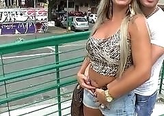 Big breasted shemale Julie Berdu plows her kinky bottom boy