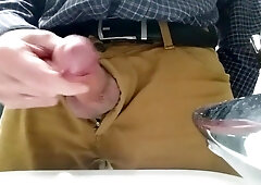 Little cock daddy wank at work with big cum spurt 2 9