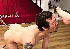 Merciless cock and balls punishment for pitiful foot slave