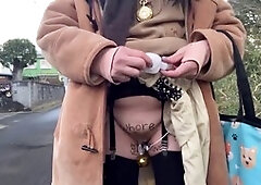 Public fun with a solo crossdresser exploring anal pleasures