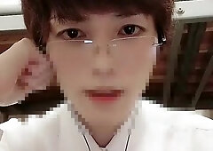 Air deep kiss for folks with glasses! Slobbering and convulsions jism! 015