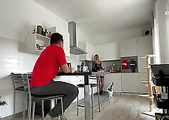 Blonde Slutty Wife Gets Fucked by the Delivery Guy