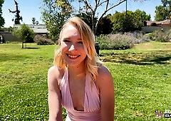 A hot blondie goes for a morning walk and then a wild fuck afterwards