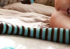 Great looking blonde with blue eyes, Emma likes posing for the camera and playing with her pussy