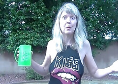 Jamie Foster wets herself in the breeze