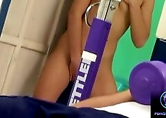 Dark haired with fresh goodies got her pretty face facialized