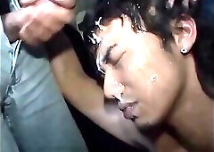 Liters of cum on an Asian's face