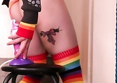 Cute Femboy Rides Bad-Dragon Crashes Knot and Gets Massive Anal Creampie