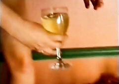 two beauties drinking and pissing in a UK winebar