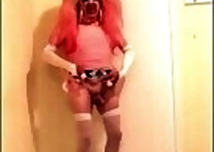 Pink haired slut in pink prom dress