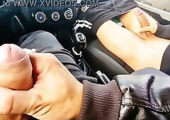 The fucker got into my car on the highway, and we jerked each other off and cummed in a glass