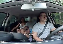 I put the cuckold in the driver's seat while his hung friend grabbed me from the back seat, we stop