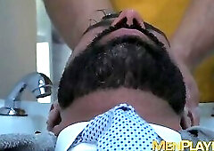 Suit and tie man comes for massage but ends up analrailed