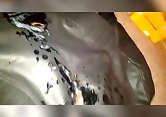 Sissy slut Keleigh Willis cums on leather then licks it up