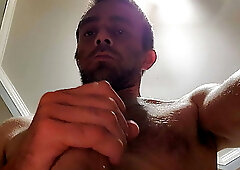 Oops, got cum on camera. Hot guy, giving myself a handjo,b finger in ass, licking my cock and cumshot