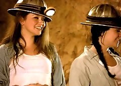 Drop-dead gorgeous miners give twats up to lucky policeman